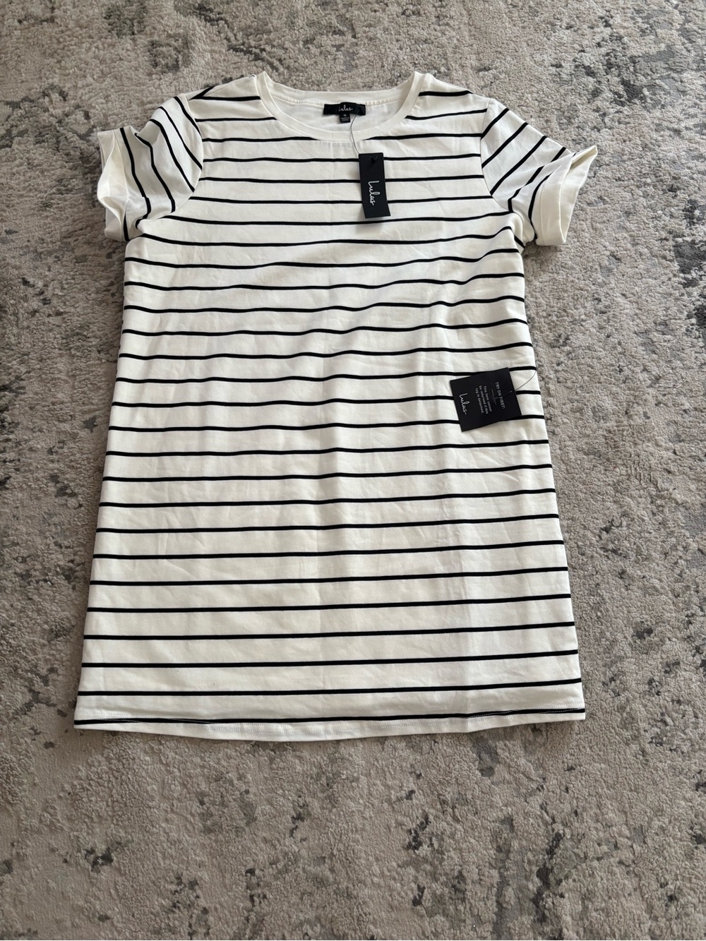 Lulu's White and Black Striped Mini Dress-Women's